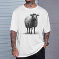 羊 アニマルプリント 動物園 ドローイング アート 絵画 羊 Tシャツ 彼への贈り物