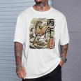 還暦 60歳 丙午 1966年生まれ 火の馬 和柄 波と炎の馬 ヴィンテージ 祝い デザイン Tシャツ 彼への贈り物