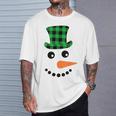 雪だるま 顔 にんじん鼻 クリスマス 冬 格子柄 サンタハット Tシャツ 彼への贈り物
