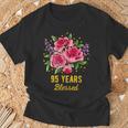 95歳 祝福されたかわいいバラの花 95歳 95歳の誕生日 Tシャツ 高齢者への贈り物