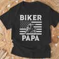Biker Papa Us Flag Motorcycle Patriot Dad Daddy Grandpa Men T-Shirt Gifts for Old Men