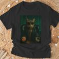 Matrix Cat Píldora Roja Píldora Azul Manga Larga Camiseta unisex Regalos para ancianos