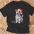 Mignon Chien Jack Russell Lumières De Noël Noël Amoureux Des Manche Longue T-Shirt Cadeaux pour les vieillards