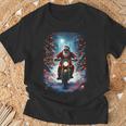 Père Noël Motard Équitation Moto Noël Lune T-Shirt Cadeaux pour les vieillards