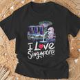 「I Loveingapore Citykyline」とマーライオンのデザイン。 Tシャツ 高齢者への贈り物