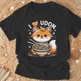 うどんが大好き カワイイきつねとうどん麺 Tシャツ 高齢者への贈り物