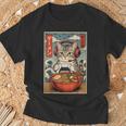かわいい カワイイ ゲーマー猫 ラーメン ゲーム好き 猫好き向け 面白い デザイン レトロ 和風 日本 アニメ Tシャツ 高齢者への贈り物