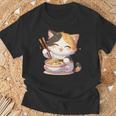 わがまま猫 ねこ ラーメン好き かわいい おもしろ マンガ 長袖tシャツ Tシャツ 高齢者への贈り物