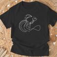 エレガントなラインアート 金魚 ミニマリスト 魚の描画 長袖tシャツ Tシャツ 高齢者への贈り物