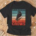 カラス ライフ・イズ・ベター バード鳥類学 カラス Tシャツ 高齢者への贈り物