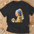 ゲーム モナリザ 面白いtシャツ ゲーマー ネタ 入り メンズ おもしろ 面白い 服 フェルメール グッズ Tシャツ 高齢者への贈り物