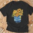 ゴッホ ひまわり&星月夜ポケット 美的アート Tシャツ 高齢者への贈り物