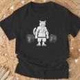 デッドリフト フィットネス 猫 ウェイトトレーニング エクササイズ ギフト Tシャツ 高齢者への贈り物