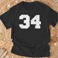 ナンバー34 スポーツジャージプレーヤー 34 ファン フロントプリント ヴァーシティ Tシャツ 高齢者への贈り物