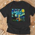 バイオリン 楽器 面白いtシャツ ゴッホ 星月夜 かわいい メンズ 子供 おもしろ 服 グッズ ネタ 音楽 Tシャツ 高齢者への贈り物