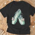 バレリーナガール ミントグリーン ダンス バレエ水彩画 Tシャツ 高齢者への贈り物