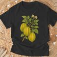 ビンテージ ボタニカル スターフルーツ 自然 アートプリント Tシャツ 高齢者への贈り物