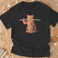ヤクザ 猫 サムライ タトゥー 日本語 オレンジ 猫 グラフィック Tシャツ 高齢者への贈り物