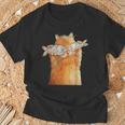 ヴィンテージ かわいい 面白い 猫 2匹の魚が目についた 恋人 気まぐれな Tシャツ 高齢者への贈り物
