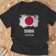 仙台ジャパン 休暇お土産 日本国旗 アンティーク調 Tシャツ 高齢者への贈り物