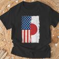 半日半 アメリカ国旗 日米ルーツ Tシャツ 高齢者への贈り物