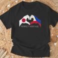 日本とフィリピン フィリピン人 日本人パーフェクトヘリテージ ヘア Tシャツ 高齢者への贈り物