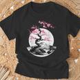 桜と月と富士山のtシャツ 春 花見 和柄 和風 和 メンズ レディース キッズ 水墨画 ギフト 服 サクラ Tシャツ 高齢者への贈り物