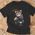猫 バイク オートバイ おもしろ ねこ ライダース バイカー 面白い ネコ 長袖tシャツ Tシャツ 高齢者への贈り物
