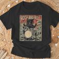 猫 演奏 ドラム ロック オン ヴィンテージ ロック ドラマー 猫 Tシャツ 高齢者への贈り物