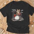 猫太鼓ドラムスティックかわいい猫と音楽 Tシャツ 高齢者への贈り物