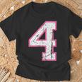 番号 4 ピンクのお気に入りの番号 Tシャツ 高齢者への贈り物