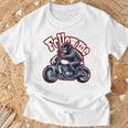 Followmeバイクに乗るゴリラのバックプリントデザイン Tシャツ 高齢者への贈り物