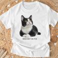 Mischief In Fur 猫写真 ハチワレ猫 黒白猫 猫好き ネタ 猫しもべ 猫飼い 猫依存症 長袖tシャツ Tシャツ 高齢者への贈り物