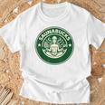Saunabucks サウナ パロディ サウナー向け おもしろデザイン ととのう グッズ おもしろ 文字 スタバ カフェ Tシャツ 高齢者への贈り物