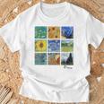 ひまわりと星月夜のゴッホ絵画コラージュ Tシャツ 高齢者への贈り物