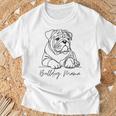 イングリッシュブルドッグ ママ ブルドッグ ママ キュート ラインアート 犬 アーティスティック Tシャツ 高齢者への贈り物