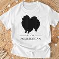ポメラニアンブラックシルエット Tシャツ 高齢者への贈り物