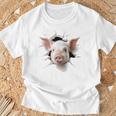 豚 アニマル柄 グラフィック 図面 イラスト 顔 豚 Tシャツ 高齢者への贈り物