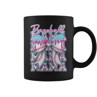 Baseball Drip For Mama Mom Coquette Bow Ice Cream Dripping Coffee Mug - Monsterry