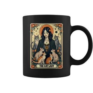 The Cat Lady Tarot Card Witchy Gothic Cat Mom Kitten Coffee Mug - Monsterry