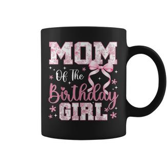 Mom Of The Birthday Girl Pink Bow Flower Birthday Girl Coffee Mug - Monsterry