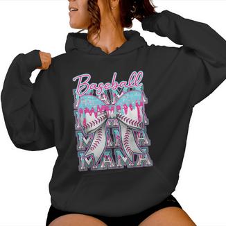 Baseball Drip For Mama Mom Coquette Bow Ice Cream Dripping Women Hoodie - Monsterry