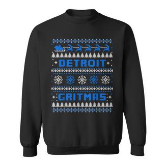 Detroit Michigan Ugly Christmas Sweater Party 313 Sweatshirt | Mazezy