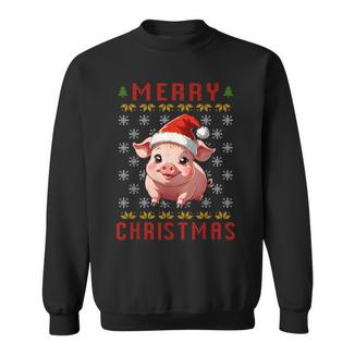 Pig Christmas Ugly Sweater Santa Hat Pig Lover Xmas Sweatshirt - Thegiftio