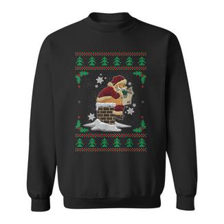 Santa Pooping Down The Chimney Ugly Christmas Sweater Sweatshirt - Monsterry