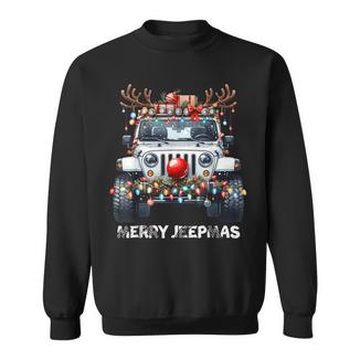 Merry Jeepmas Ugly Light Reindeer Christmas Sweatshirt - Monsterry