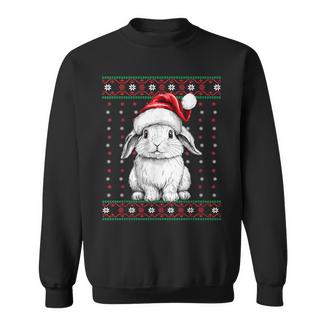 Ugly Christmas Sweater Rabbit Lover Santa Hat Holiday Sweatshirt - Thegiftio