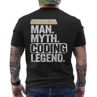 Uomo Mito Codifica Leggenda Coder Papà Geek Computer Programmer T-shirt da uomo con stampa posteriore - Novitaregali