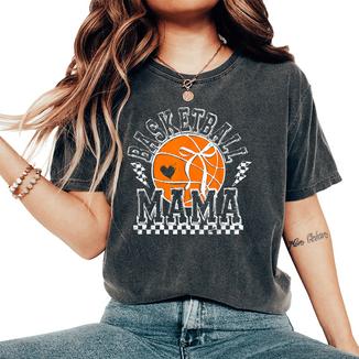 Basketball Mama Coquette Bow Game Day Sports Lover Mom Women's Oversized Comfort T-Shirt - Monsterry
