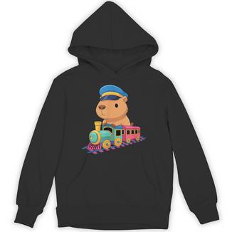 Capybara Riding Train Cute Kawaii Cartoon Rail Adventure パーカー - Kawaiitshirt